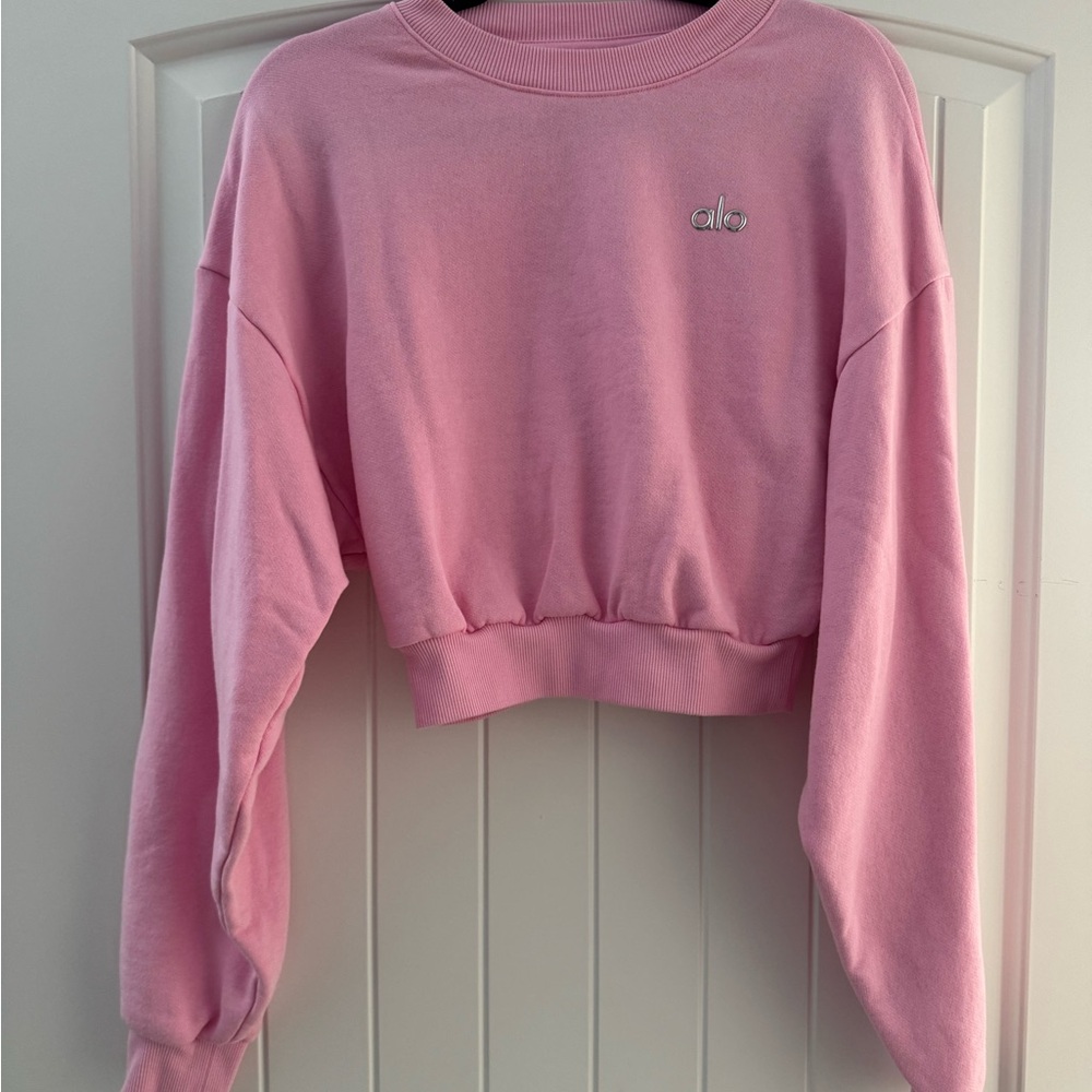 ALO Yoga Blush Pink Cropped Hoodie
